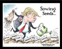 political cartoon Trump garden