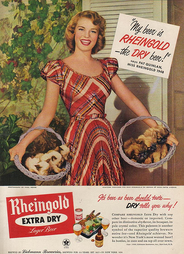 Vintage Rheingold Beer ad . Miss Rheingold Pat Quinlan 1948