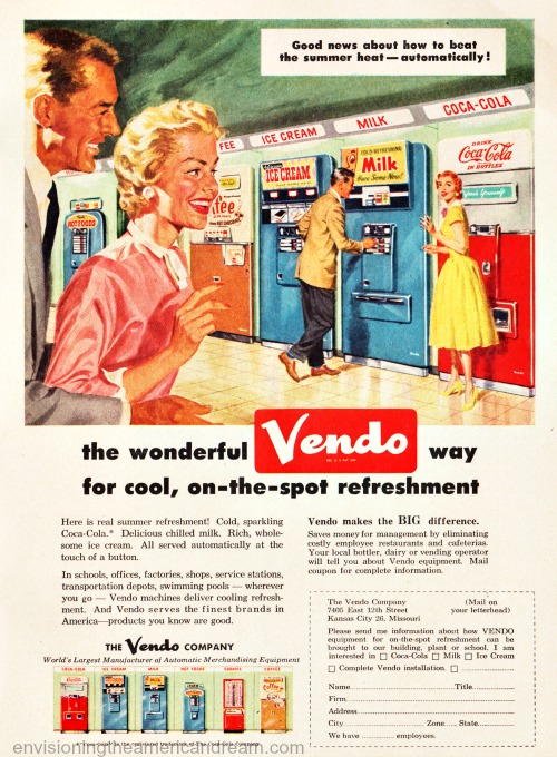 Vintage ad Vendo Vending machines Beverages 1950s