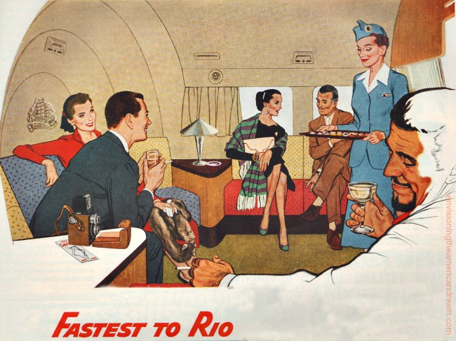 Vintage Pan Am ad passengers in plane 