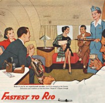 vintage illustration 1950s airplane passengers