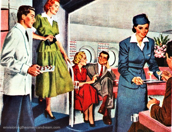 vintage illustration passengers on Pan Am 