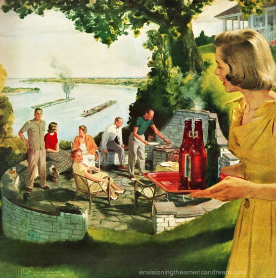 vintage beer ad illustration 50s housewife hstess