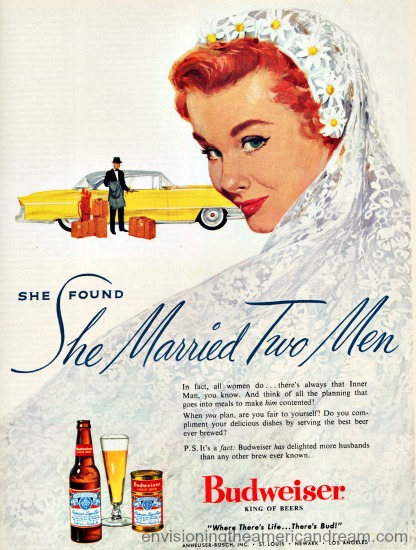 vintage Budweiser beer man illustration bride