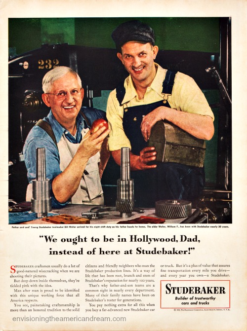 vintage ad Studebaker cars factory workers auto industry