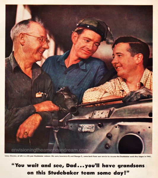 Vintage photo father and son factory worjers