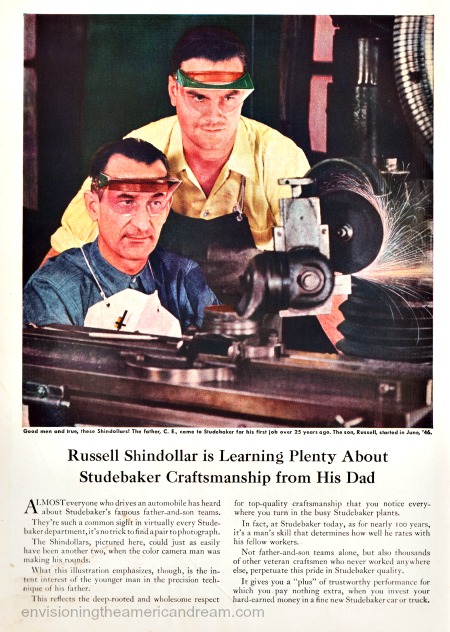 vintage ad auto workers at factory 