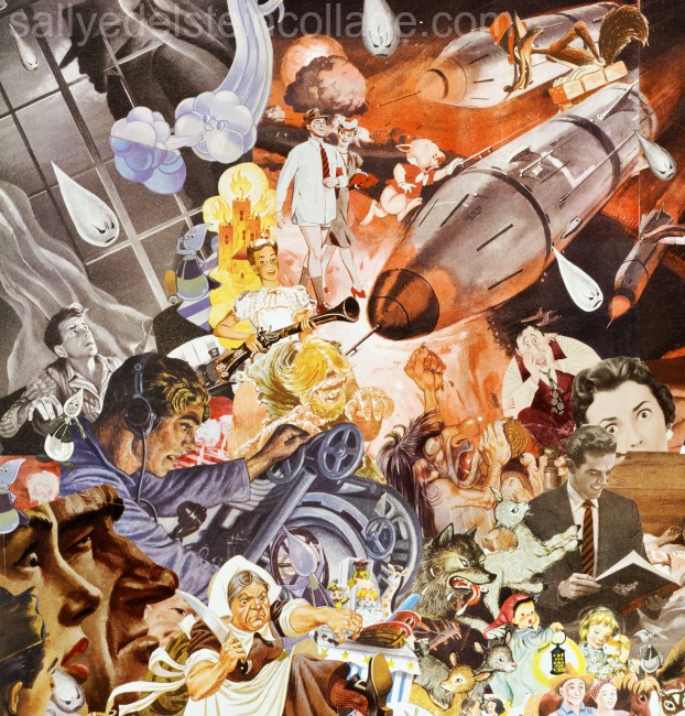 Collage by Sally Edelstein "Bedime Stories: Sweet Dreams" Appropriated images. 