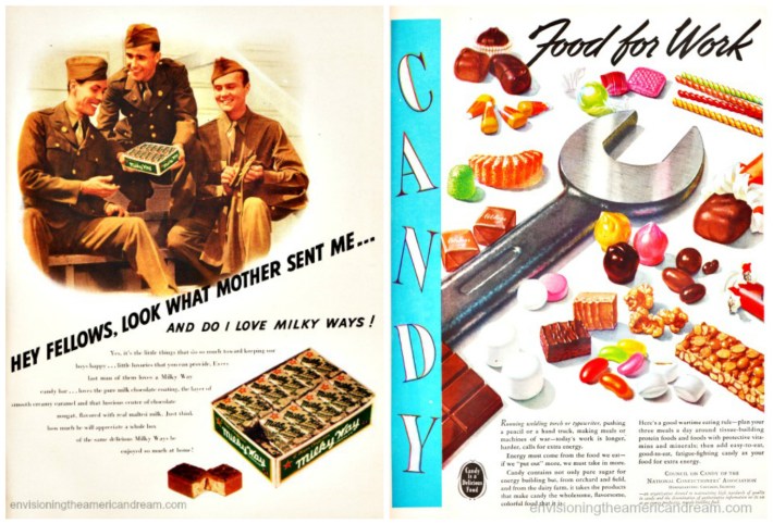 vintage WWII ads for candy