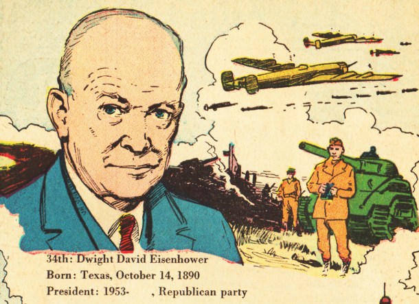 american-presidents-eisenhower-comics-vintage illustration 