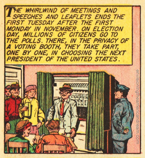 election-presidency-voting vintage comic book illustration 