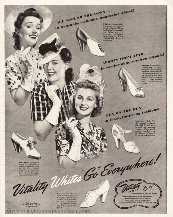 Vintage Ad Summer white shoes 1940s