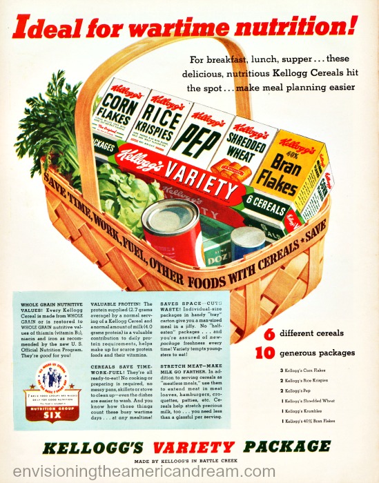Vintage ad WWII 1943 Kellogg's Variety Cereals 