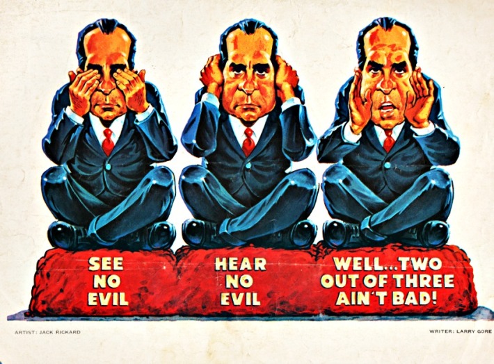See No Evil Illustration Nixon MAD Magazine 
