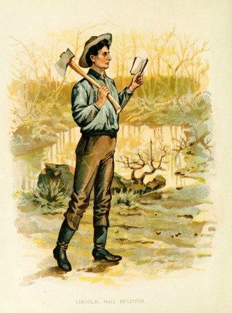 vintage illustration of Abe Lincoln reading