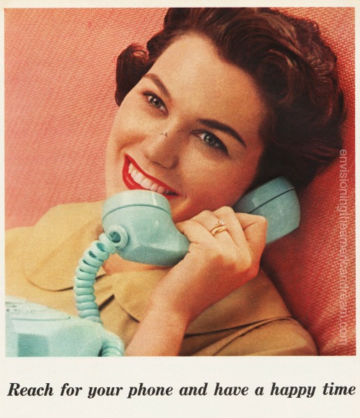 vintage telephone ad housewife on phone