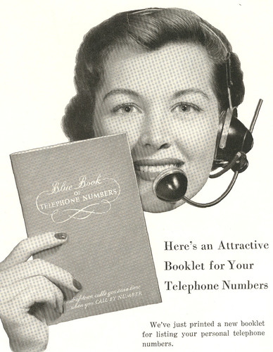 vintage telephone ad Phone directory and operator