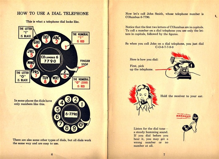 vintage instruction using a dial telephone