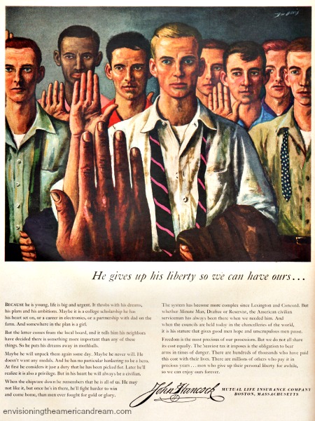Vintage ad showing enlisted men in the army