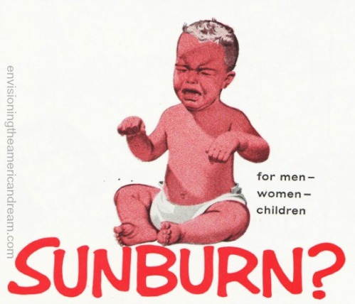Sunburned baby illustration
