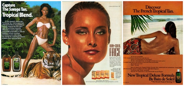 vintage tropical tanning oil ads 1970s