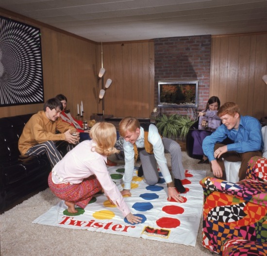 Teens playing Twister 