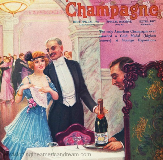 Vintage illustration 1915 New year Celebration Champagne