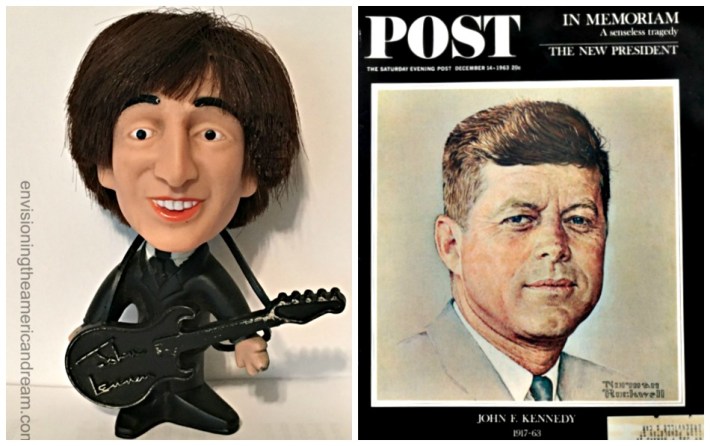 John Lennon Beatles Doll and Saturday Evening Post Coover JFK Memorial