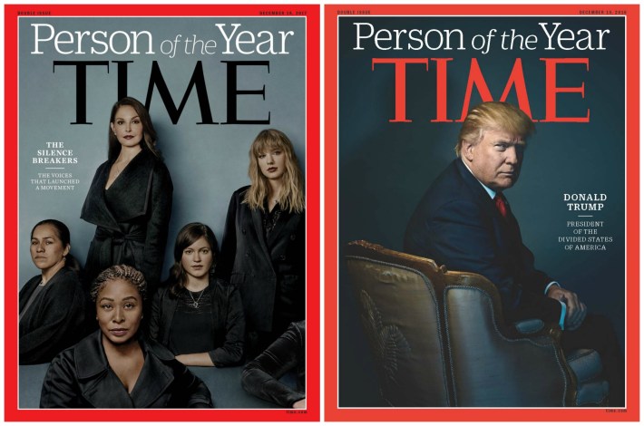Time Magazine Cover person of the Year 2016,2017 Trump and Silence Breakers