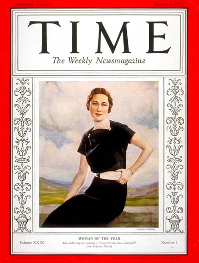 Time Magazine Cover Wallis Simpson Woman of the Year 1936