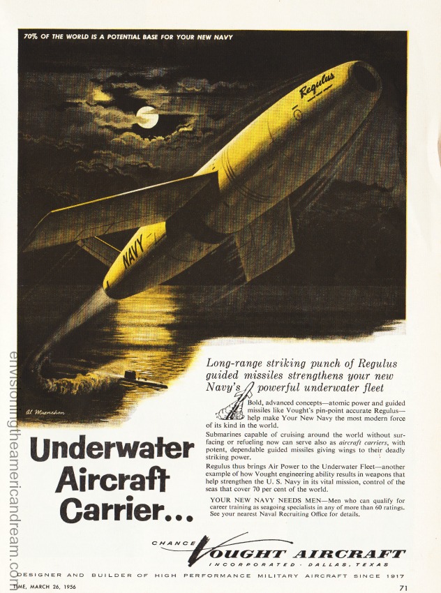 Vintage ad 1956 Chance Vought Aircraft illustration Missile