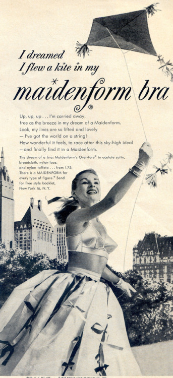 Vintage Ad Maidenform Bra Flying a kite