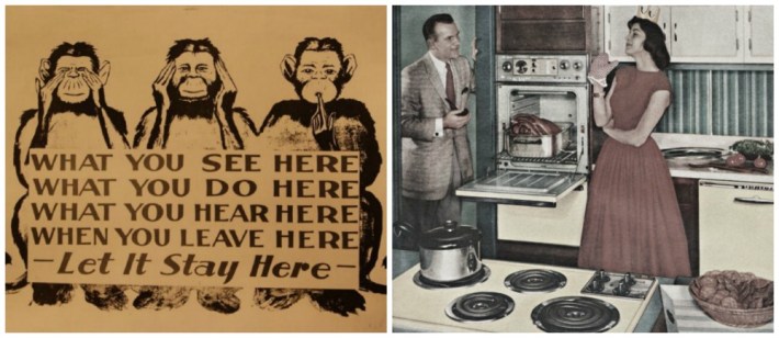 Collage Oakridge Tenn WWII sign of secrecy and 1950s kitchen 