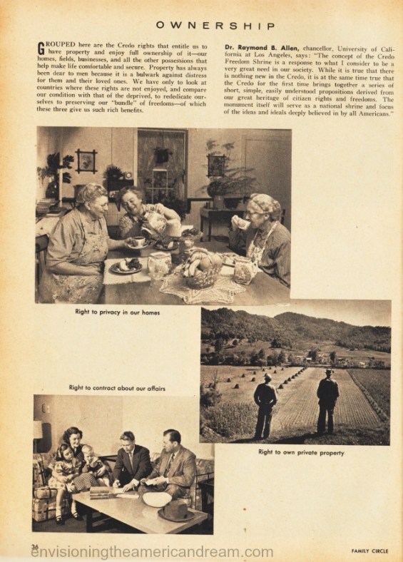 Article Freedom Foundation Credo Statements American Rights March 1956 Family Circle magazine Article Freedom Foundation Credo Statements American Rights March 1956 Family Circle magazine
