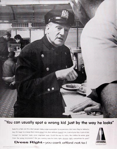 Vintage ad policeman sitting at lunch counter 