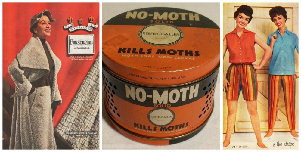 Vintage fashion and vintage No Moth solid metal canister 