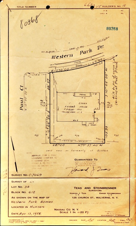 vintage Blueprint for suburban home 1955