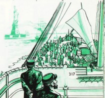 Vintage Illustration Immigrants Coming to America