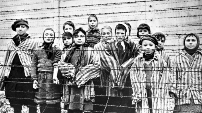 Holocaust children in a camp