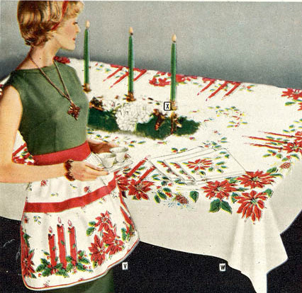 vintage Housewife decorating Xmas table 
