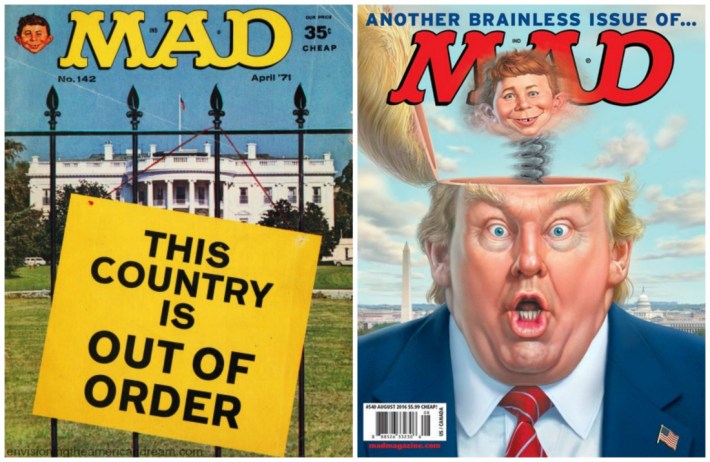 Talk about ripped from the headlines - that is if the headlines are 46 years old. MAD Magazine cover April 1971, Mad Magazine Trump