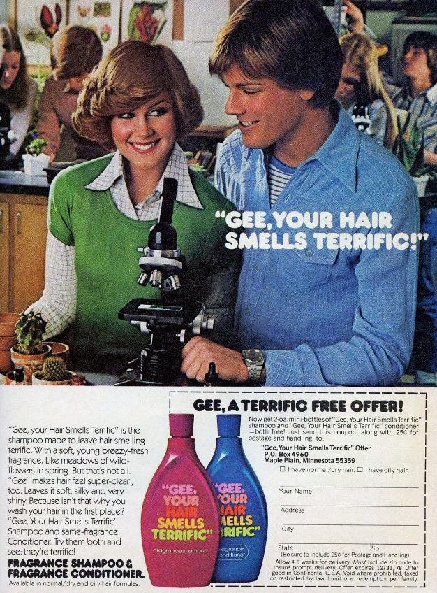 Vintage shampoo ad Gee Your Hair Smells terrific 