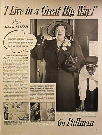 Kate Smith vintage ad for Pullman Trains Pullman porter