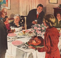 Vintage illustration Thanksgiving at home