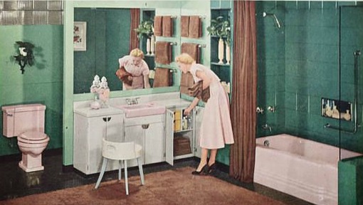 vintage pink bathroom 1950s 