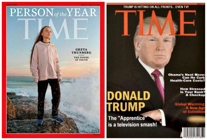 TIME COvers Person of the Year Greta Thunberg and Trumps Fake TIME Cover 
