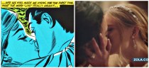 Lesbians kissing on Hallmark Commerial and romance comic book