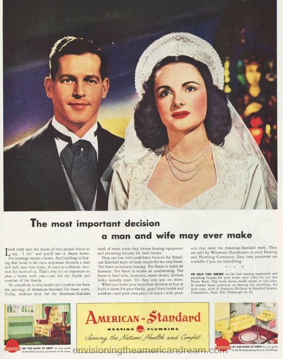 Bride and Groom vintage ad 1946 American Standard 