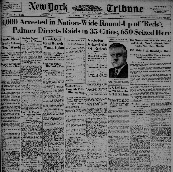 Vintage newspaper NY Tribune Headline Jan 3, 1920