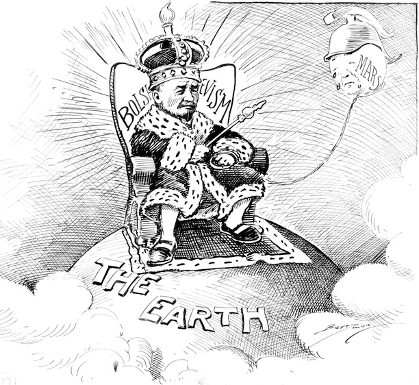 Vintage Political cartoon Bolshevism control of world